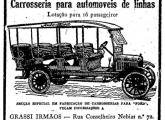 Publicidade Grassi de 1923.ilustrada com uma carroceria para 16 passageiros. 
