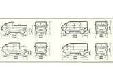 Os quatro modelos básicos da linha G-15 de 1981: picape, uso misto de quatro portas, cabine dupla de duas portas e furgão.