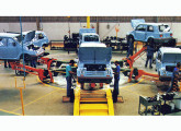Sistema de montagem em carrossel, patenteado pela Gurgel com o nome "Rotomaq", implantado em 1990 na fábrica de Rio Claro.