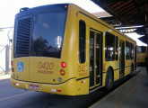 Ônibus urbano com carroceria Busscar sobre chassi HVR de piso plano e motor lateral traseiro, operando no transporte urbano de São Paulo (foto: Mirian Gonçalves).