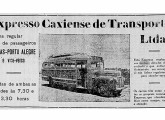 Mostra da lenta evolução do transporte rodoviário brasileiro: o mesmo conjunto da fotografia anterior aplicado à ligação de Caxias do Sul com Porto Alegre (RS), em 1946 (fonte: Silvino Bittencourt).