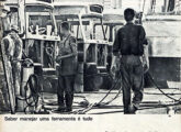 Detalhe da construção de carrocerias em propaganda de janeiro de 1964.