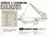 Escavadeira HR 75-A equipada com caçamba de arrasto em publicidade de março de 1971.
