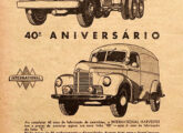 Propaganda de maio de 1947 registrando o lançamento da linha KB, no quadragésimo aniversário de fabricação dos caminhões IH.