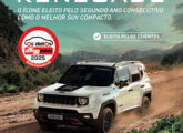 Três publicidades de novembro de 2025 comemorando os resultados da pesquisa Os Eleitos, de 4 Rodas: Renegade como melhor SUV Compacto, ...
