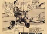 Uma das primeiras peças publicitárias da Lambretta nacional - de 1955-, anterior à indústria automobilística brasileira, explorando a facilidade de estacionar num mercado dominado por enormes carrões norte-americanos.