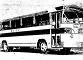 Ônibus urbano Lopes Saes com estilo inspirado no GM Coach, em anúncio de jornal de 1953; o modelo da imagem, sobre chassi com motor traseiro, foi construído para a cidade de Bauru (SP) (fonte: site toffobus). 