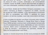 Comunicado oficial de outubro de 2005 anunciando o encerramento da Land Rover brasileira; o mesmo título cínico seria utilizado pela empresa, 15 anos depois, ao abandonar todas as atividades industriais no país.