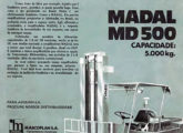 Ao assumir o controle da Marcoplan a Madal passou a fornecer empilhadeiras com a sua marca; no anúncio (de agosto de 1977), o modelo MD500, para 5,0 t.