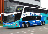 Paradiso 1800 DD (dois andares), Geração 7, lançamento de 2011; o ônibus da foto, montado sobre chassi Mercedes-Benz O-500 8x2, pertence à empresa de turismo Marlim Azul, de Serra (ES) (fonte: site en.autowp.ru). 