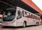 Viale sobre chassi Scania K310 6x2/4, uma das 21 unidades incorporadas ao sistema integrado de Blumenau (SC) em 2017.