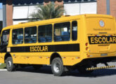 O escolar GranMidi Agrale em vista ¾ traseira.