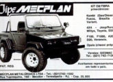 Publicidade de 1990 divulgando a diversidade de fontes dos órgãos mecânicos passíveis de serem utilizados na construção do jipe Mecplan (fonte: Jorge A. Ferreira Jr.).