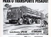 LPS-331, a versão cavalo-mecânico do primeiro modelo pesado da Mercedes-Benz brasileira; a publicidade é de outubro de 1958; a seguir, uma seqüência de anúncios de 1959.