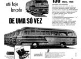 Publicidade do Expresso Brasileiro, de 1958, registrando a compra, "de uma só vez", de 150 ônibus rodoviários Mercedes-Benz (fonte: Ivonaldo Holanda de Almeida / Expresso Brasileiro Histórico).