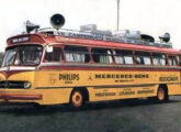 O monobloco rodoviário transformado em motor-home pela Carbruno e exposto no stand da Mercedes-Benz no III Salão; o ônibus conduziu e alojou a equipe de jornalistas dos Diários Associados na cobertura da Copa do Mundo de Futebol no Chile, em 1962 (fonte: portal classicalbuses).