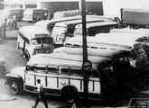 Garagem da carioca Auto Viação Leblon em 1955, mostrando sua grande frota de lotações Chevrolet e Ford Köln com carroceria Metropolitana (fonte: Marcelo Prazs / ciadeonibus).