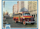 Lotação Steyr da empresa carioca Copalins, atuante entre 1956 e 62, circulando pela avenida Presidente Vargas, no Centro do Rio de Janeiro; a ilustração é de material publicitário da Metropolitana (fonte: Ivonaldo Holanda de Almeida).