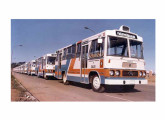 Frota de ônibus urbanos Nimbus TR-3 entrando em operação na cidade de Salto (Uruguai) (fonte: Régulo Franquine Ferrari). 