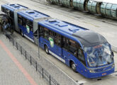 Biarticulado curitibano com mecânica Volvo a biodiesel.