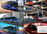 Parte da linha de modelos Neobus em propaganda de 2014 (fonte: Jorge A. Ferreira Jr.).