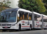 Chassi biarticulado Scania de motor dianteiro com carroceria Neobus Mega BRT - conjunto utilizado como veículo de demonstração pelos fabricantes (foto: Rodrigo Sanger / onibusbrasil).