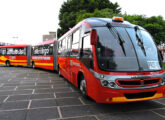 Biarticulado Neobus-Scania exposto no México, em setembro de 2016, na 7ma Expo Conexión Transporte (foto: Tony Reyes).