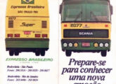 Folheto publicitário do Expresso Brasileiro anunciando a chegada de novos ônibus Diplomata à sua frota.