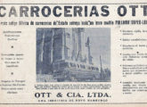 Publicidade Ott do início dos anos 60; ilustrando a peça, um carro do Expresso Pelotas-Rio Grande, tradicional cliente da encarroçadora (fonte: Ivonaldo Holanda de Almeida / clubedoonibusgaucho).