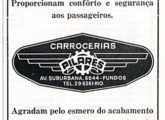 O emblema das carrocerias Pilares é o tema deste anúncio publicado entre agosto de 1958 e março de 1959.