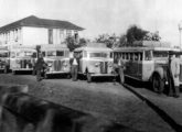 Cinco ônibus com carrocerias artesanais da atual Citral Transporte e Turismo, de Taquara (RS): a partir da esquerda, Ford 1937, Chevrolet 1938, Ford 1938-39, Chevrolet 1938 e Chevrolet 1939-40 (fonte: Marcos Jeremias / showroomimagensdopassado).