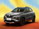 Kwid Outsider 2026, apresentado no início do ano anterior; note os discretíssimos detalhes em verde-limão na carroceria.