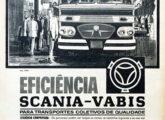 Um ônibus com carroceria Caio ilustra esta propaganda de 1963, preparada para os chassis Scania.
