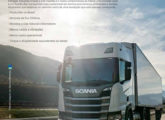 Propaganda de fevereiro de 2021 para os caminhões Scania movidos a gás; cerca de 100 unidades já haviam sido vendidas, desde o lançamento em meados de 2020.