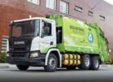 No final de 2024 três caminhões P 280 6x2 XT a gás foram incorporados à frota da empresa Marquise Ambiental (fonte: portalcaminhoesecarretas).