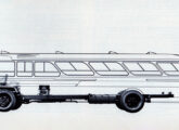 Chassi Scania B 7663; o perfil mostra uma carroceria rodoviária Caio Gaivota.