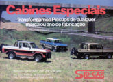 À esquerda, nesta publicidade de dezembro de 1983, uma inesperada picape Chevrolet com cabine estendida.