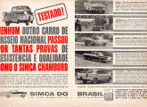 Por toda sua existência no Brasil a Simca teve que reafirmar a qualidade e resistência de seus automóveis; a propaganda é de 1961.