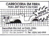 Pequeno anúncio das carrocerias Swordfish, publicado em 1988 na revista Globo Rural.    