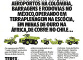 Numa das últimas peças publicitárias da fase GM, de agosto de 1980, a Terex exalta as exportações da filial brasileira (fonte: João Luiz Knihs).