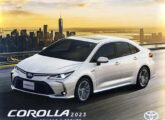 Capa de folheto publicitário para a linha Corolla 2023.