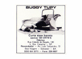 Primeiro modelo do buggy paulistano Tupy em anúncio de 1985.   