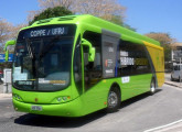 Segundo protótipo do ônibus a hidrogênio projetado pela UFRJ, apresentado em 2012, trazendo chassi HVR e carroceria Busscar (foto: Elder Mendes Nunes / onibusbrasil).