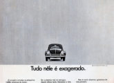 Anúncio de abril de 1967, mais uma vez enaltecendo a resistência e durabilidade da construção dos carros Volkswagen.