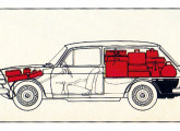 O motor "plano" utilizado pela Variant permitiu ampliar enormemente o espaço para carga, como mostra este desenho, divulgado na série de propagandas de lançamento do modelo. 