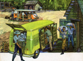 Ilustração extraída de publicidade de setembro de 1960 mostrando a Kombi standard e (ao fundo) a Especial, lançada um ano antes.