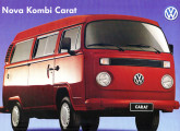 Em 1997, depois de 40 anos de lançada, a Kombi recebe sua mais profunda transformação; na imagem, capa do folder de lançamento do modelo "de luxo" Carat.    