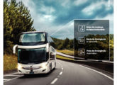 Propaganda de março de 2020 dedicada aos sistemas de segurança dos chassis rodoviários Volvo; um Marcopolo Paradiso DD ilustra a peça.