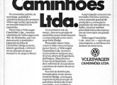 Propaganda de fevereiro de 1981 anunciando a criação da Volkswagen Caminhões.