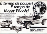 Woody Sport 1981, com as laterais fechadas; de construção caprichada, os buggies Woody jamais abandonaram seus traços característicos, como o relevo na dianteira e as lanternas circulares atrás.   